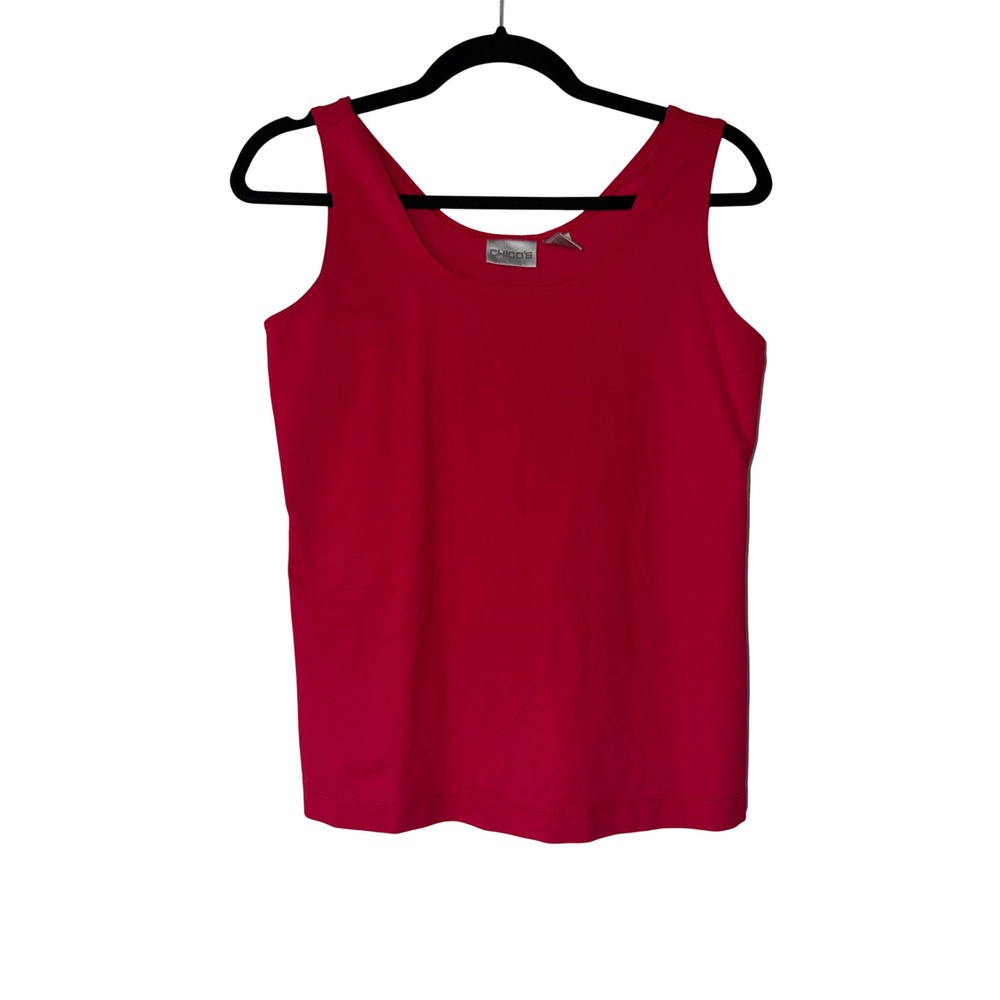 Chicos Red Tank Top Scoop Neck Sleeveless Knit Shell Top Size 0 Small